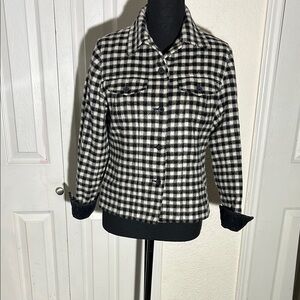 Talbots Black and White Plaid Utility Jacket